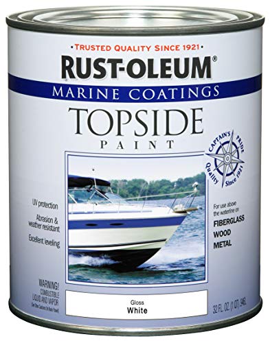 Rust-Oleum 206999 Marine Topside Paint, Gloss White, 1-Quart & 207009 Marine Anti-Slip Additive 1/2-Pint, 4 Ounce (Pack of 1), Clear, 11 Fl Oz