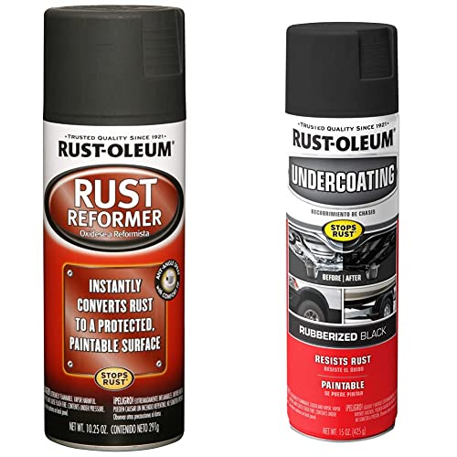 Rust-Oleum 248658 Rust Reformer Spray, 10.25 oz, Black & 248657 Rubberized Undercoating Spray, 15 oz, Black