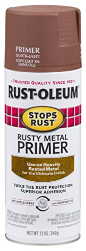 Rust-Oleum 7798830-6PK Stops Rust Spray Paint, 12 Oz, Semi-Gloss Black, 6 Pack & 7769830 Stops Rust Spray Paint, 12-Ounce, Flat Rusty Metal Primer