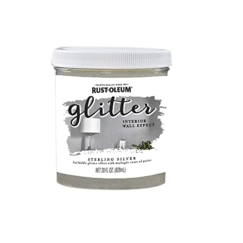 Rust-Oleum 360219 Glitter Interior Wall Paint, 28 Fl Oz (Pack of 1), Sterling Silver, 12