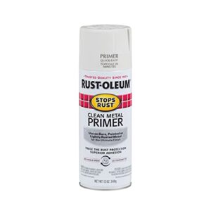 rust-oleum 7780830 stops rust spray paint, 12 ounce, flat white clean metal primer, 12 fl oz