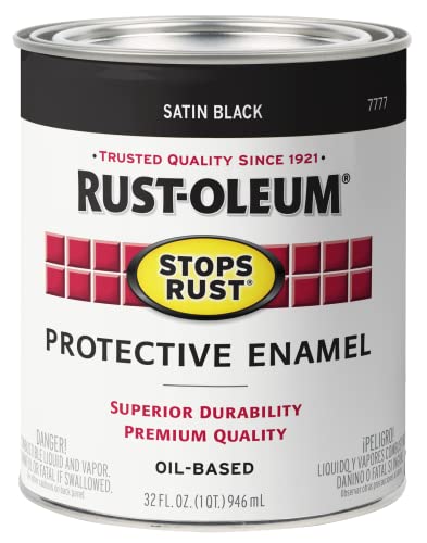 Rust-Oleum 7777502 Protective Enamel Paint Stops Rust, 32-Ounce, Black Satin Finish