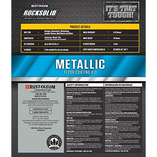 Rust-Oleum 299743 Rocksolid Metallic Garage Floor Coating, 2 Count (Pack of 1), Gunmetal