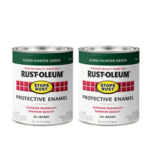 rust-oleum 7738502-2pk stops rust brush on paint, 1 quarts (pack of 2), gloss hunter green, 2 can