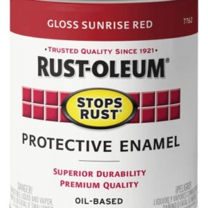 Rust-Oleum 7762502-2PK Stops Rust Brush On Paint, 1 Quarts (Pack of 2), Gloss Sunrise Red, 2 Can