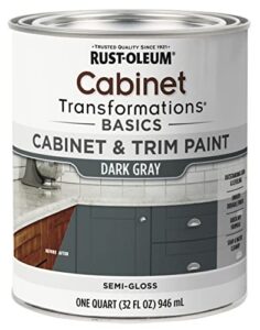 rust-oleum 372010 transformations basics cabinet & trim paint, quart, dark gray
