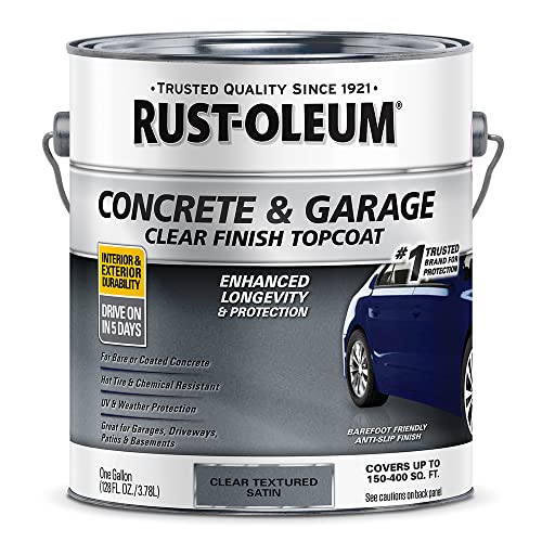 Rust-Oleum 380896 Concrete and Garage Floor Paint Topcoat Satin Textured Clear gal