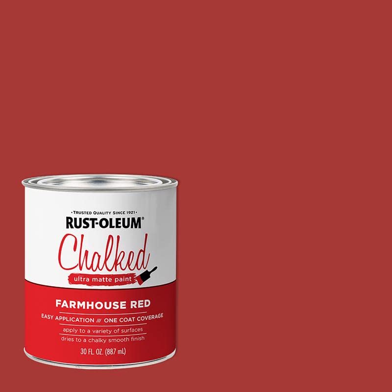 Rust-Oleum Chalked Ultra Matte Farmhouse Red Water-Based Acrylic Chalk Paint 30 oz.