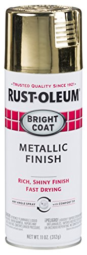 Rust-Oleum 7710830 Stops Rust Bright Coat Metallic Spray Paint, 11 Ounce (Pack of 1), Gold & Krylon K05545007 COLORmaxx Spray Paint and Primer for Indoor/Outdoor Use, Gloss White 12 Oz (Pack of 1)