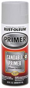 rust-oleum 252472 automotive sandable primer spray paint, 12 oz, light gray