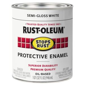 rust-oleum stops rust semi-gloss white oil-based industrial enamel paint quart