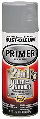 Rust-Oleum 249090-6 PK Painter's Touch 2X Ultra Cover, 6 Pack, Gloss White & 260510 Automotive 2-in-1 Filler & Sandable Primer, 12 Ounce (Pack of 1), Gray