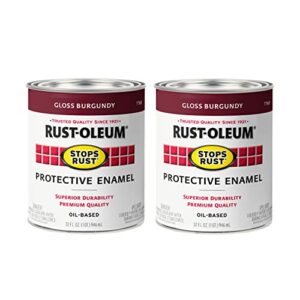 Rust-Oleum 7768502-2PK Stops Rust Brush On Paint, 1 Quarts (Pack of 2), Gloss Burgundy, 2 Can