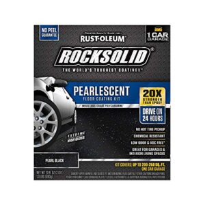 rust-oleum 306325 rock-solid pearlescent garage floor coating kit, 1 count (pack of 1), pearl black, 128 fl oz