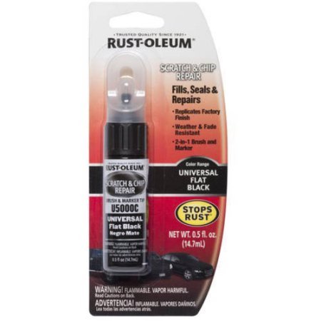 Rust-Oleum Automotive Scratch and Chip Repair Marker, Universal Flat Black 0.5 Fl Oz (Pack of 1)