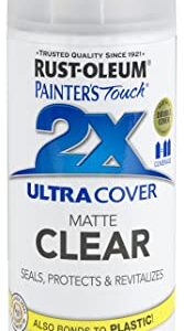 Rust-Oleum 330505 Universal All Surface Spray Paint, 12 oz, Matte Farmhouse Black & 249087 Painter's Touch 2X Ultra Cover, 12 Ounce (Pack of 1), Matte Clear, 12 Fl Oz