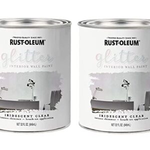 Rust-Oleum 323860 Glitter Interior Wall Paint Iridescent Clear 32oz 2PK