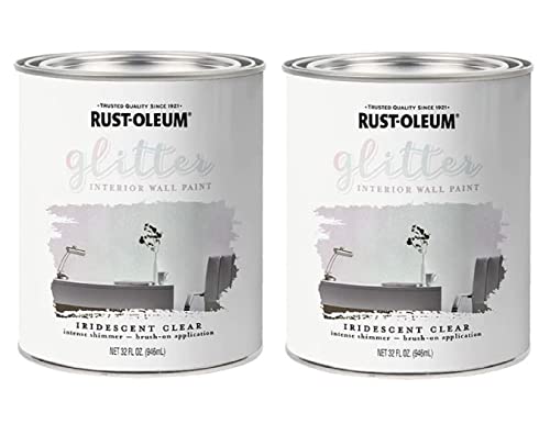 Rust-Oleum 323860 Glitter Interior Wall Paint Iridescent Clear 32oz 2PK