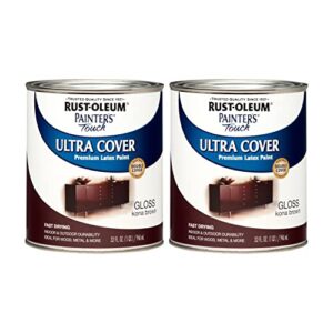 rust-oleum 1977502-2pk painter’s touch latex paint, quart, gloss kona brown, 2 count (pack of 1)