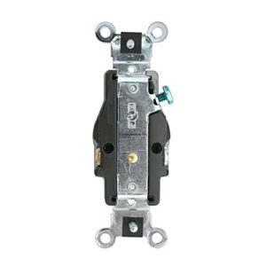 Leviton W5361-E Single Receptacle Outlet, Weather-Resistant, 20 Amp, 125 Volt, Heavy-Duty Industrial Specification Grade, Back or Side Wire, Self-Grounding, Black