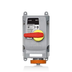 leviton 430mf12wlev 30 amp, 125/250 volt, 3p, 4w, lev series n.a. iec 60309-1 & 60309-2 pin & sleeve mechanical interlock, industrial grade, ip66/ip67/ip68/ip69k, watertight, fused – orange