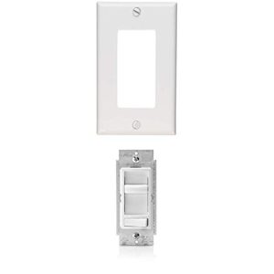 leviton 122-80401-nw 1-gang decora/gfci device wallplate with 6674-p0w sureslide universal 150-watt led and cfl/600-watt incandescent dimmer, white