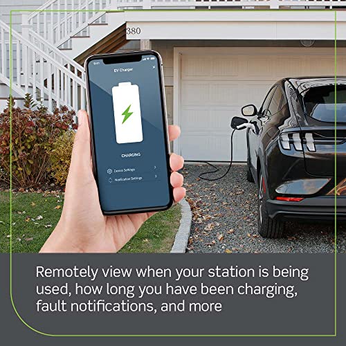 Leviton EV48W Level 2 Electric Vehicle Charging Station with Wi-Fi, 48 Amp, 208/240 VAC, 11.6 kW Output, 18' Charging Cable, Hardwired, White