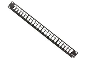 leviton 49255-h24 quickport patch panel, 24-port, 1ru, cable management bar included, black