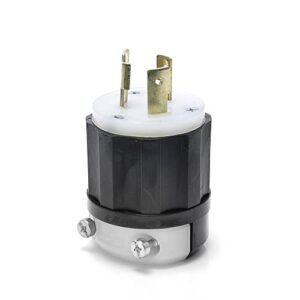 leviton 2621 30 amp, 250 volt, nema l6-30p, 2p, 3w, locking plug, industrial grade, grounding – black-white
