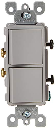 Leviton 5634-GY 15 Amp, 120/277 Volt, Decora Brand Style Single-Pole, AC Combination Switch, Commercial Grade, Grounding, Gray