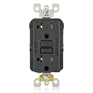 leviton gftr2-e self-test smartlockpro slim gfci tamper-resistant receptacle with led indicator, wallplate included, 20-amp, black