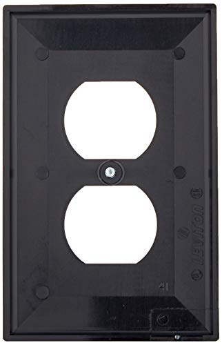 Leviton PJ8-E 1-Gang, 1-Duplex, Midway Nylon Wallplate, Midway Size, Black (Pack of 5)