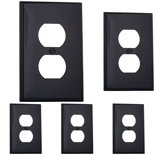 Leviton PJ8-E 1-Gang, 1-Duplex, Midway Nylon Wallplate, Midway Size, Black (Pack of 5)