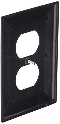 Leviton PJ8-E 1-Gang, 1-Duplex, Midway Nylon Wallplate, Midway Size, Black (Pack of 5)