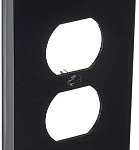 Leviton PJ8-E 1-Gang, 1-Duplex, Midway Nylon Wallplate, Midway Size, Black (Pack of 5)