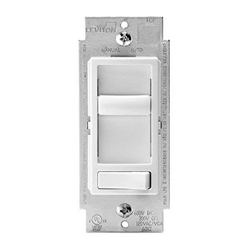Leviton 6674-P0W SureSlide Universal 150-Watt LED and CFL/600-Watt Incandescent Dimmer, White (3 Pack)