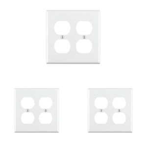 leviton 88016 2-gang duplex device receptacle wallplate, standard size, thermoset, device mount, white (pack of 3)