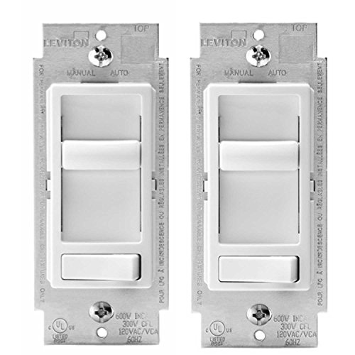 Leviton 6674-P0W SureSlide Universal 150-Watt LED and CFL/600-Watt Incandescent Dimmer, White (2 Pack)