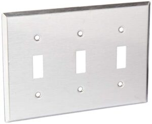 leviton 84011 3-gang toggle device switch wallplate, standard size, device mount, stainless steel, 10-pack