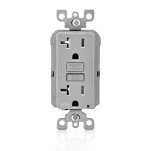 leviton gfwt2-gy self-test smartlockpro slim gfci weather-resistant & tamper-resistant receptacle with led indicator, 20 amp, 10 pack, gray