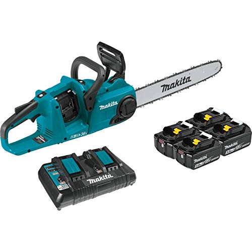 Makita XCU04PT1 36V (18V X2) LXT® Brushless 16" Chain Saw Kit with 4 Batteries (5.0Ah)