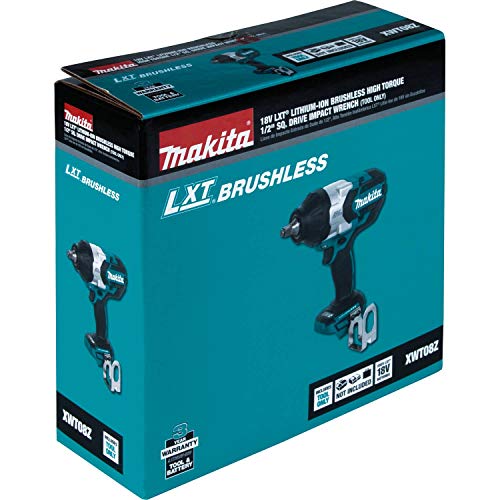 Makita XWT08Z 18V LXT® Lithium-Ion Brushless Cordless High-Torque 1/2" Sq. Drive Impact Wrench, Tool Only