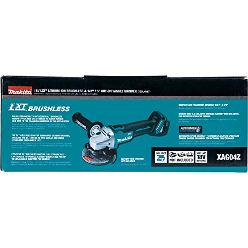 Makita XAG04Z 18V LXT® Lithium-Ion Brushless Cordless 4-1/2” / 5" Cut-Off/Angle Grinder, Tool Only