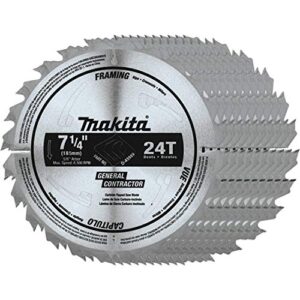makita d-45989-10 7-1/4″ 24t carbide-tipped circular saw blade, framing/general purpose, 10/pk