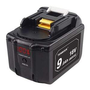 tenmoer 18v 9.0ah bl1890 replacement battery compatible with makita battery bl1830b bl1860b with digital display