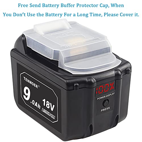 TENMOER 18V 9.0Ah BL1890 Replacement Battery Compatible with Makita Battery BL1830B BL1860B with Digital Display