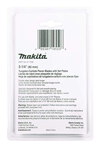 Makita 2 Pack 8 Pc - 3 1 4 Planer Blade Double Edge Set For Planers - Cutting For Hard Wood - 3-1/4" Tungsten Carbide | 2-Piece Blade