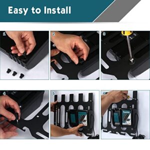 DITKOK 3 in 1 Wall Mount Shelf for Makita Battery, Holder for Makita DC18RC DC18RD Charger, Hanger for Cordless Drill Driver, Cordless Drill Charging Station