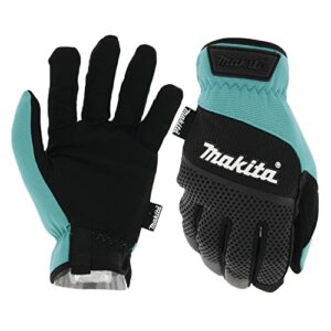 makita unisex makita t 04167 open cuff flexible protection utility work gloves large , teal/black, large us