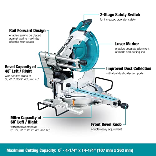 Makita LS1219L 12" Dual-Bevel Sliding Compound Miter Saw with Laser